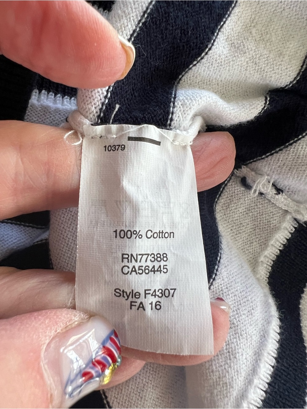 J.Crew Blackish-Blue White Striped 100% Cotton V-Neck Lightweight Sweater Size L - Picture 3 of 9
